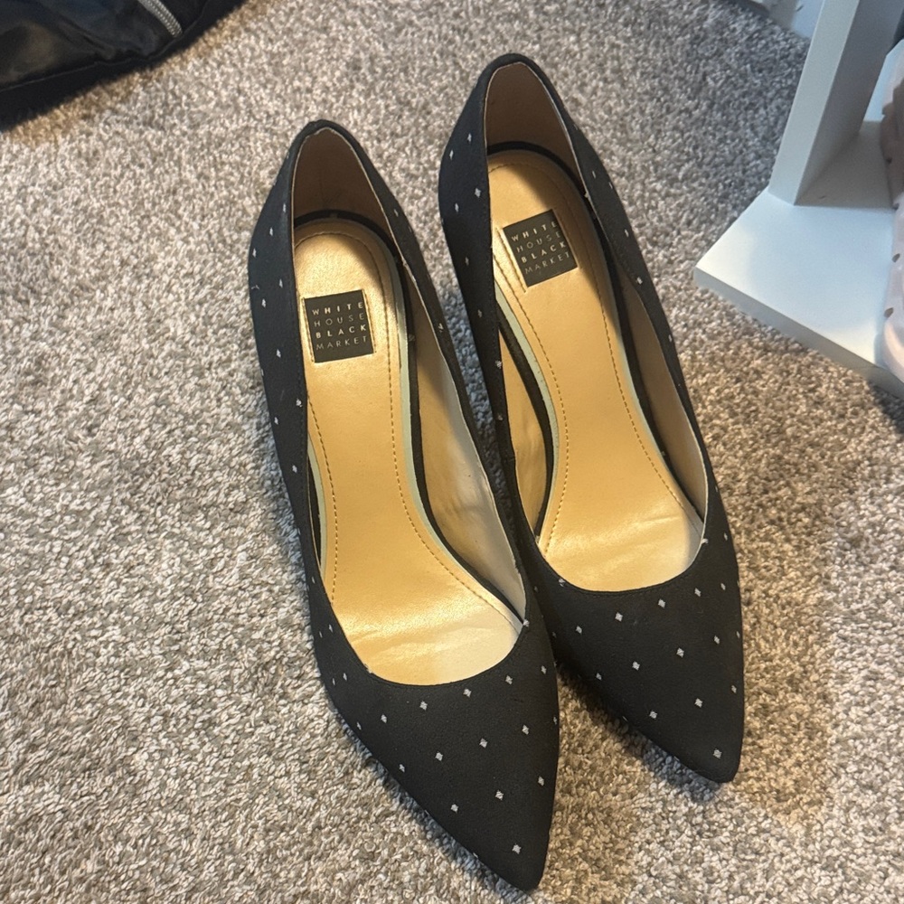 Black Polka Dot Women's Pumps Olivia Black White House Black Market Heel